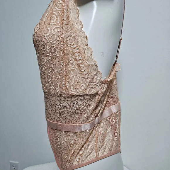 New Even peachy pink deep V snap crotch lace teddy lingerie - Picture 6 of 8